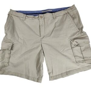 LL Bean Cargo Shorts Mens Size 42 Standard Fit Tan Hiking Cotton Stretch Pockets